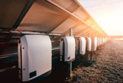 Coatings, potting compounds, and thermal interface materials used in rows of solar power inverters